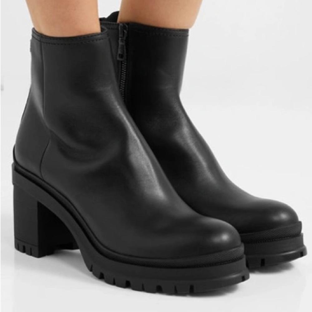 Prada 55 Lug sole leather bootie
